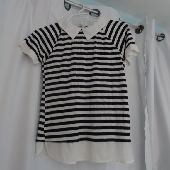 womens M striped top with collar - Picture 1 of 7